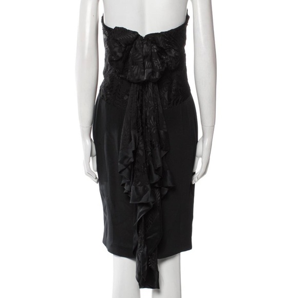 🎉Marchesa Notte,Silk Dress,Black,Ruffle Embellishment,Strapless,Stunning,Size 2 - Picture 3 of 14